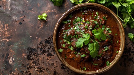 Mole is a spicy sauce of Mexican cuisine made from several types of peppers (ancho chili, mulata chili, pasilla chili). - obrazy, fototapety, plakaty