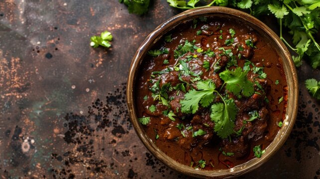 Mole is a spicy sauce of Mexican cuisine made from several types of peppers (ancho chili, mulata chili, pasilla chili).