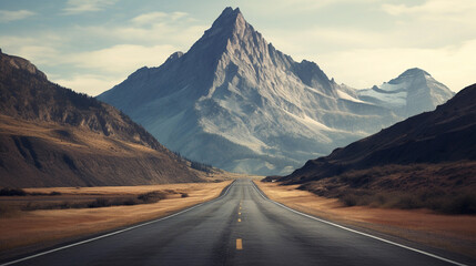 beautiful view of the landscape of the mountains and the road