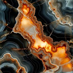 Black onyx with quartz stone slab with light light shining through the stone