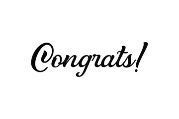Congrats. Greeting card poster with calligraphy black text Word. Hand drawn design elements. Handwritten modern brush lettering on a white background isolated vector.eps
