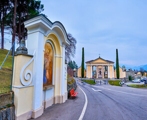 The entrance arch to the Sant'Abbondio Cemetery, Collina d'Oro, Switzerland