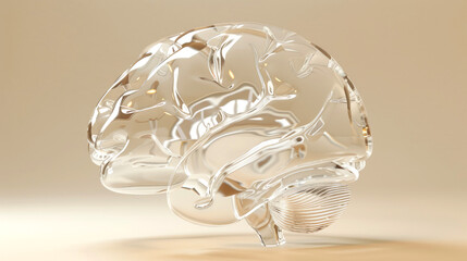 Human’s Glass Brain on Solid Color Background