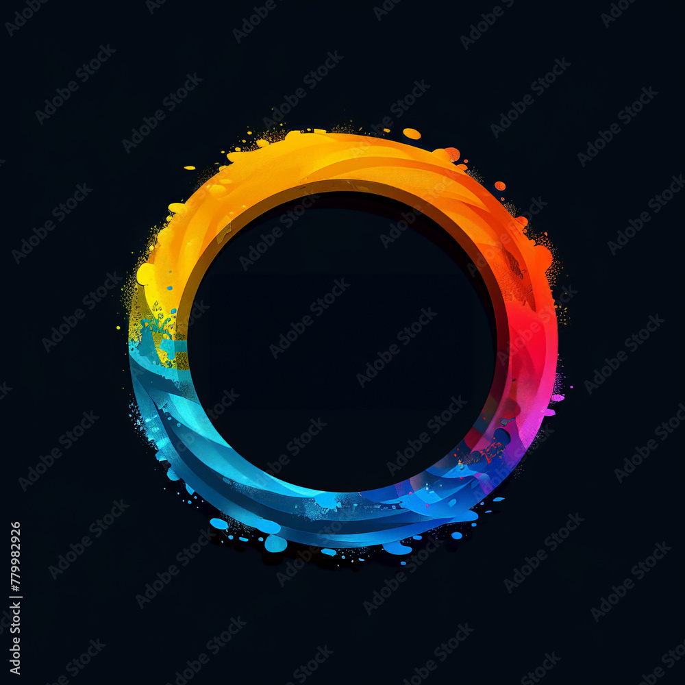 Poster a vibrant, multicolored circle floats elegantly against a stark black background, captivating the vi