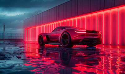 red car in the night