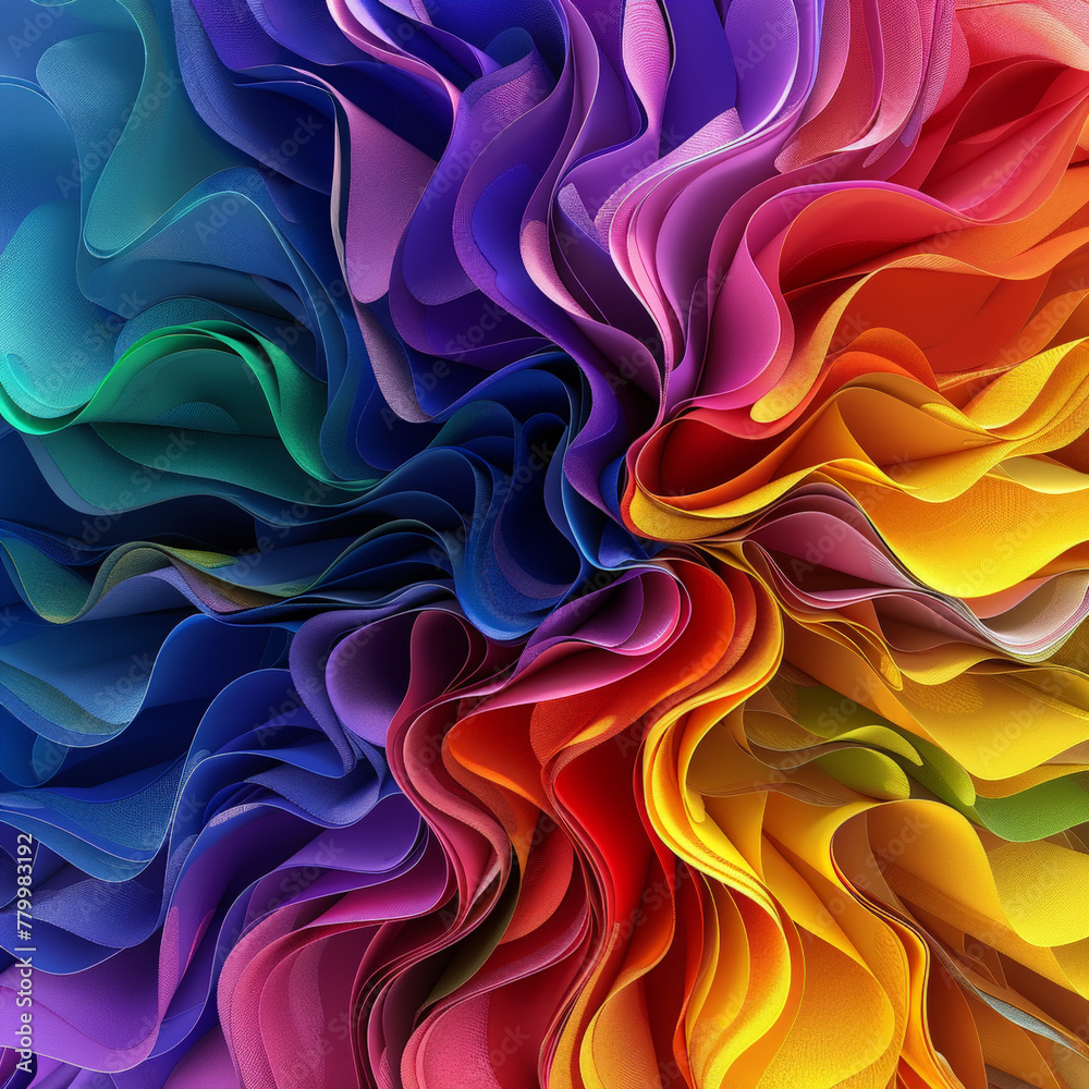 Poster A vibrant multicolored background with abstract wavy lines creating a sense of movement and energy