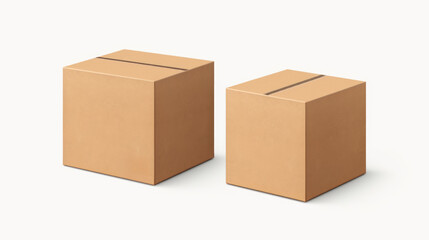Two cardboard boxes are shown side by side. The boxes are identical in size and shape. The boxes are white and brown in color