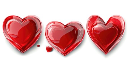 Three hearts are shown in different positions, with one heart having a heart shape missing. The other two hearts are in the middle of the image, with one slightly overlapping the other