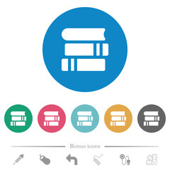 Stack of books solid flat round icons