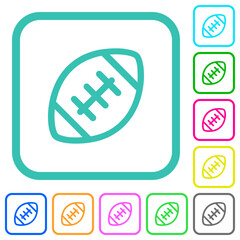 Rugby ball outline vivid colored flat icons