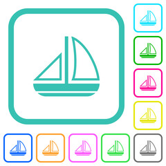 Sailing boat outline vivid colored flat icons