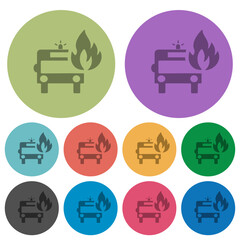 Fire engine with flame color darker flat icons