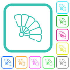Folding hand fan outline vivid colored flat icons
