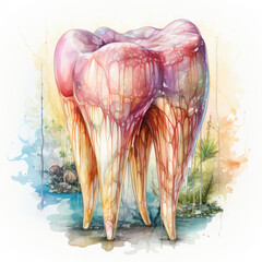 Fototapeta premium watercolor tooth clipart, Generative Ai