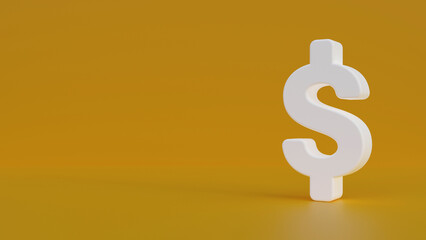 Dollar symbol on yellow background. Financial business background.