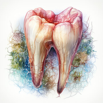 watercolor tooth clipart, Generative Ai