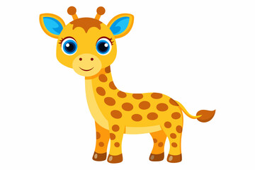 Fototapeta premium cute-giraffe-with-blue-eyes-on-white-background
