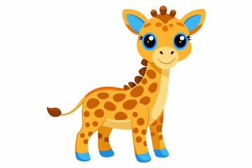Obraz na płótnie Canvas cute-giraffe-with-blue-eyes-on-white-background