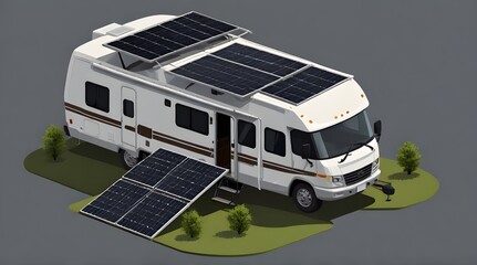 RV Recreational Vehicle camper motor home with Flexible .Generative AI