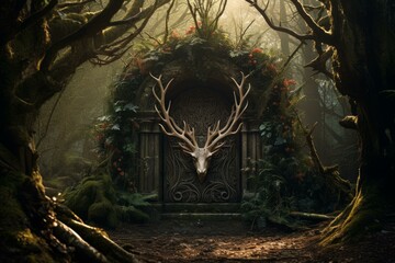 Majestic Deer stag gateway covered. Amazing head. Generate Ai