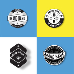 Vintage style logo vector set in retro, Design graphic badge, Emblem template collection.
