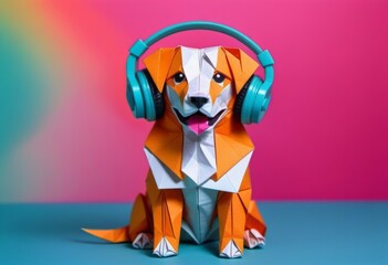 Dog Listening to Music With Headphones
