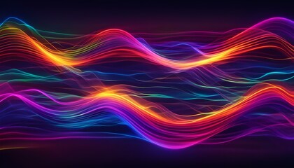 Electronic Energy Flow Concept in Purple, Orange, Blue, Big Neon Wave Background, Neon Waves Background, Smoky Background, digital movement Flow Background