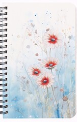 Delicate watercolor flowers in soft blues and whites.
