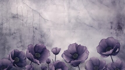Purple poppies bloom against a muted backdrop.
