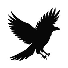 silhouette of raven on white