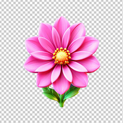 Beautiful Pink Flower: A Simple 3D Cartoon Render of Icon Design