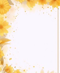 Yellow flowers frame a blank white space.
