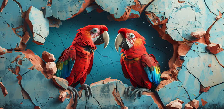 Break Through Parrots Couple Mug Wrap Generated by AI