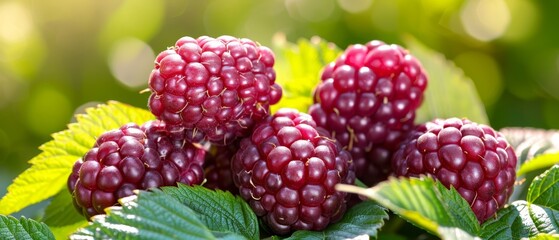   A cluster of raspberries atop a verdant, leafy tree bursting with numerous ripe fruits