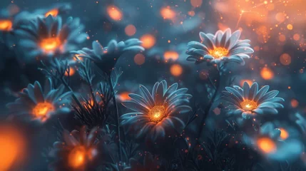 Foto op Plexiglas   A tight shot of blooms with indistinct backdrop lights and hazy foreground blossoms © Jevjenijs