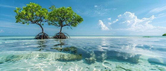Serene Mangroves of Sian Ka'an: Nature's Symphony. Concept Nature Photography, Mangroves, Sian Ka'an, Serenity, Ecological Beauty - obrazy, fototapety, plakaty
