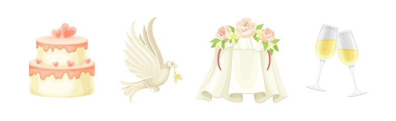 Wedding and Marriage Ceremony Symbol and Element Vector Set