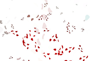 Light green, red vector background with abstract forms.