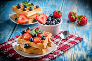 Waffles with berries. - 780000326