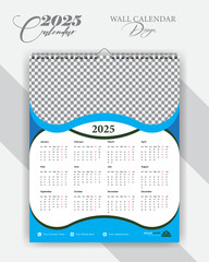 Corporate and modern Complete 12 months, yearly calendar design 2025, with space for your image.