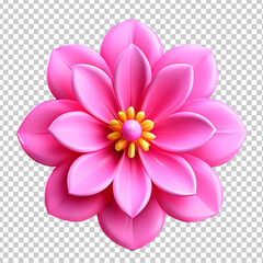 Beautiful Pink Flower: A Simple 3D Cartoon Render of Icon Design