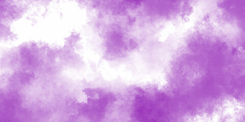 Abstract purple and white ink effect cloudy grunge texture with clouds. Purple and pink shades watercolor background. Brushed Painted Violet ink and watercolor textures on white background. Paint leak