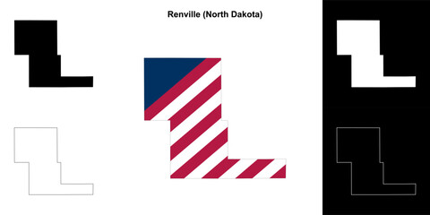 Renville County (North Dakota) outline map set