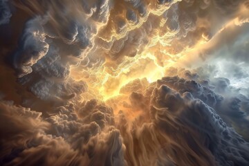a massive cloud consuming a  billowing into the sky - obrazy, fototapety, plakaty