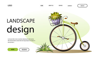Web page design landscape flower bike