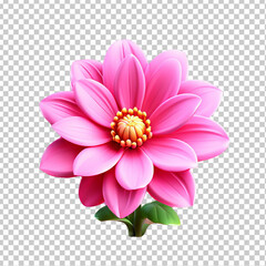 Beautiful Pink Flower: A Simple 3D Cartoon Render of Icon Design