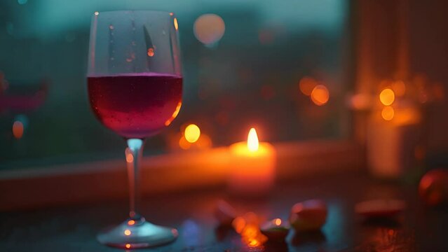 A Glass of Red Wine by Candlelight