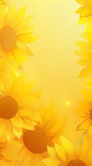 Yellow sunflowers on a solid yellow background, digital art, bright, summery, cheerful