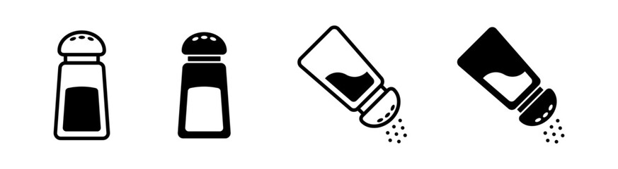 Salt and pepper icon. Spice symbol. Seasoning and condiment shaker isolated illustration.