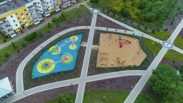 Beautiful Park Jana Pawla Playground Lomza Plac Zabaw Aerial View Poland